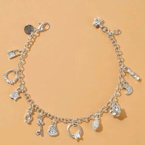 Adjustable Charm Bracelet with Key, Star, and Other Pendants for Women